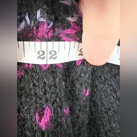 Vintage LL Bean mohair faire isle sweater 90s black fall winter holiday cardigan - Picture 8 of 8